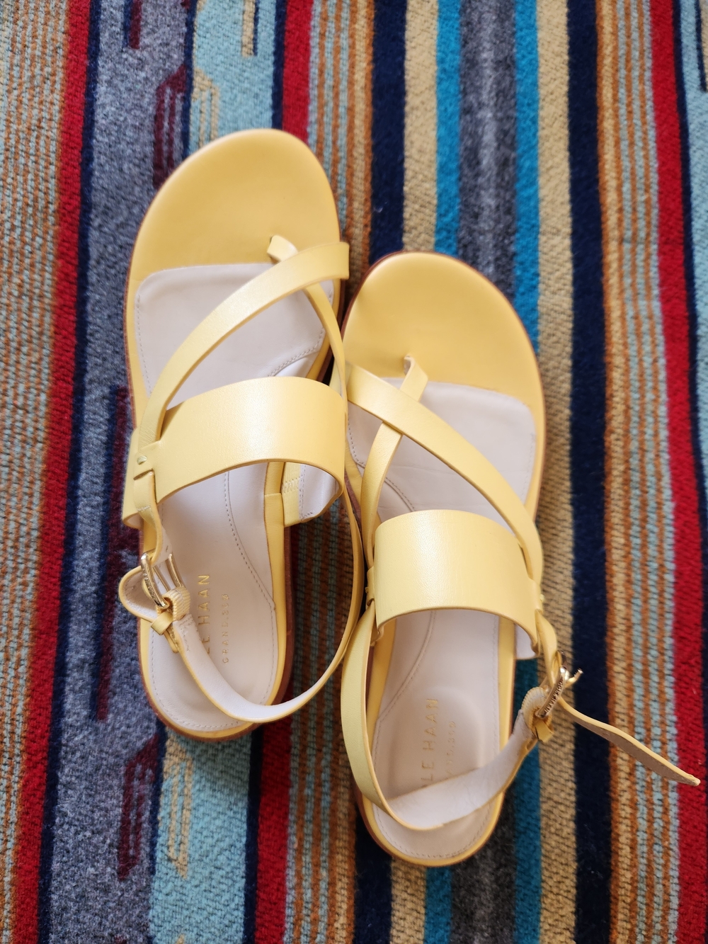 Cole Haan Women’s Butter Yellow Leather Slingback Sandals - Picture 2 of 3